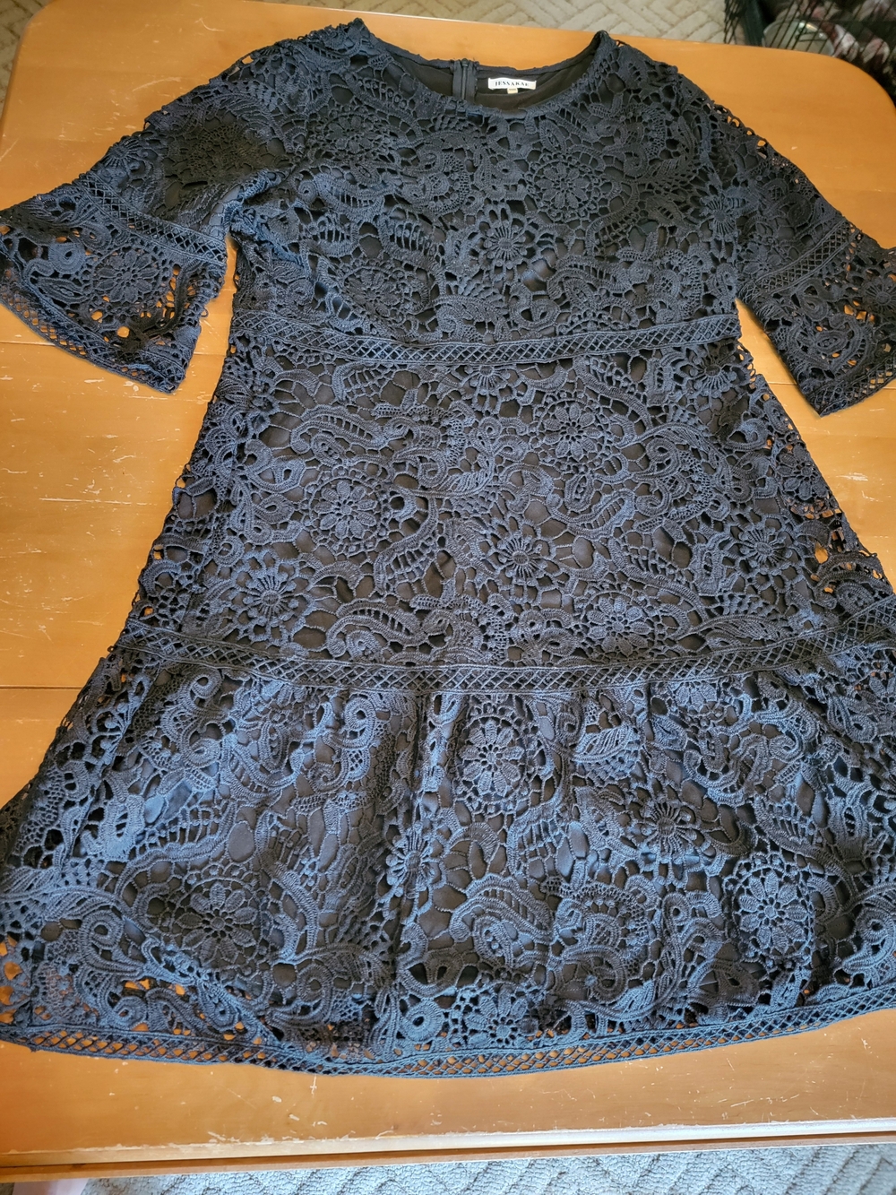 JessaKae Black Crochet Lace Midi Dress Bell Sleeves XXXL - Picture 12 of 16
